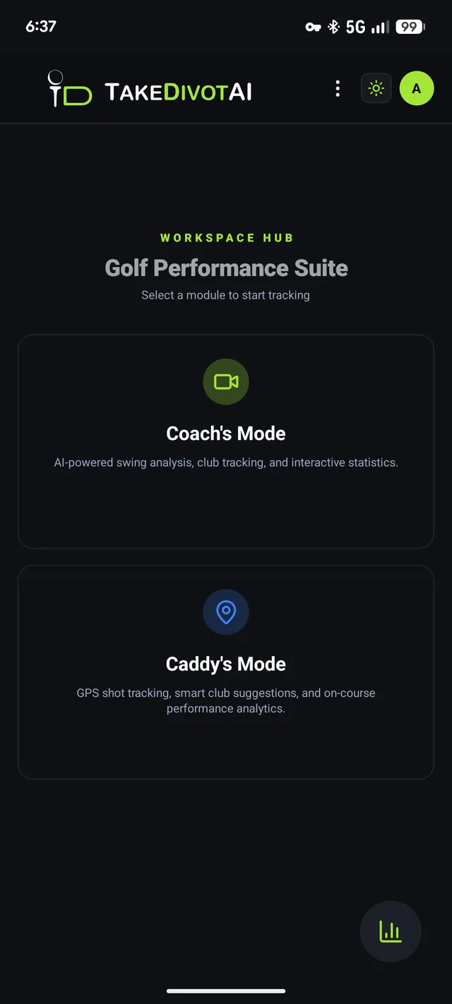 Hub screen in dark mode